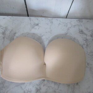 Delimira Bra 42D Beige Tan Strapless Padded Wireless Plus Size
